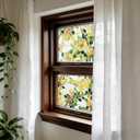3D Stained Glass Window Film, Static Cling Non-Adhesive Privacy Film, UV Block Heat Control, 35.4x23.6 Inch Cuttable Reusable Splicable, Decorative for Bathroom, Sunset Rose