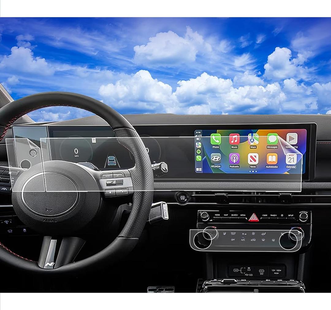 6pcs Matte 2025 Tucson Santa Cruz Screen Protector&AC Climate Film for 2025 Tucson N Line Limited SEL Convenience 2025 Santa Cruz XRT Limited Dual 12.3Inch Plastic Screen Protector Anti-Glare