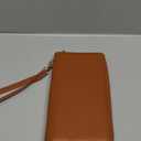 Chelmon Women's Vegan Leather Clutch Wallet with Zip, Hand Strap, Large Capacity (Genuine Leather Brown)