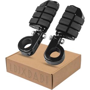 LDJXDADI 1.25" Highway Footpegs, Adjustable Footrest Mounting PClamps Compatible with Harley Sportster Touring Softail Dyna Honda Kawasaki Suzuki Yamaha with 11/4" Engine Guard (Black）