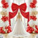 MODFUNS Giant Bow Decoration Big Red Bow with Long Ribbon, 75x23 Inch Velvet Large Bows for Backdrop Coquette Oversized Bows Decor for Birthday Party Wedding Baby Shower Holiday