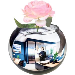 TidyFriend Convex Mirror Vase Silver Cubicle Decorations - 6 Inch Multipurpose Desk Mirror to See Behind You - Aesthetic Office Cubicle Accessories, Office Decor Organizer