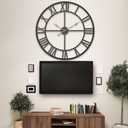 36 Inch Extra Oversized Large Giant Modern Decorative Wall Clock,Vintage Industrial Farmhouse Black Metal Big Roman Numeral Large Clocks for Living Room Decor,Entrance Fireplace,Dinng Room