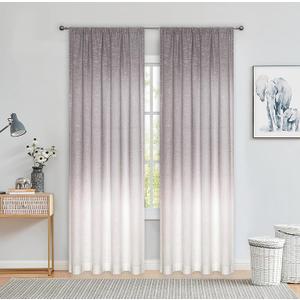 Vision Home Purple Ombre Window Curtains Linen Texture Gradient Light Filtering Semi Sheer Curtains 84 inch Length for Living Room Bedroom Rod Pocket,Cream White to Lavender,50" Wx84 L Each,2 Panels