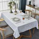 Rectangle Table Cloth - 60 x 120 Inch White Jacquard Tablecloths Damask Design Spillproof Wrinkle Resistant Shrinkproof Soft Tablecloth Polyester Oblong Table Cover for Kitchen Dinning Party Tabletop