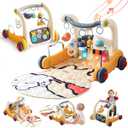 Baby Play Mat Gym,4-in-1 Baby Kick and Play Piano Tummy Time Mat Learning Walker-Musical Activity Center with Lights Seat and Push Walkers Ideas for Baby Newborn 0-6-12 18 Months Boy Girl
