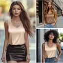 Geyoga 2 Pack Womens Silk Satin Tank Tops V Neck Blouses Sleeveless Casual Tank Shirts Cami Shirt Basic Camisole (L)