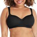Playtex Women's Secrets Balconette Full-Coverage Wireless T-Shirt Bra for Full Figures (38DD, Black)