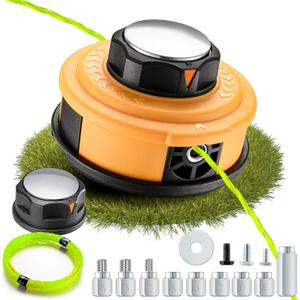 Upgraded Weed Eater Head with Steel Knob,Easy Feed Trimmer Head Weed Wacker Head for Echo,Stihl,Dewalt,String Trimmer Replacement Head with 12ft 095" Trimmer Line,11 Adapts,Simple Tap& Go (Yellow)