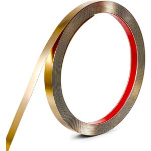 Molain 196.8" x 0.4" Brushed Gold Finish Molding Trim, Brushed Gold Peel and Stick Molding Trim Flexible Decorative Strip for Wall Ceiling Tile Mirror and Furniture(Brushed Gold)