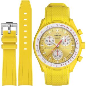 Omega, Swatch, Rolex Watch Band for 20mm Watches, No Gap, Soft Silicone, Easy to Use and Customize (Yellow)