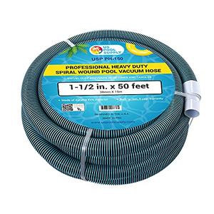 U.S. Pool Supply Pool Vacuum Hose - 1-1/2" x 50' Professional Heavy Duty Pool Hose for Inground, Spiral Wound with Kink-Free Swivel Cuff - Connect to Vacuum Heads, Skimmer, Cleaner, Filter Pump Inlet