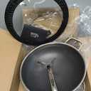 Wok pan,Hybrid 12 inch Wok with Lid, PFOA Free Cookware,non stick Stainless Steel Woks & Stir-fry pans Nonstick, Dishwasher and Oven Safe, Works on Induction