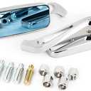 PSLER 8mm 10mm Motorcycle Mirrors - Motorcycle Rear View Side Mirrors fit for Road Glide Street Glide Sportster 48 883 120 Chopper Softail Bobber Cruiser (Silver)