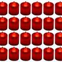 LANKER 24 Pack Flameless Led Tea Lights Candles, Flickering Red Battery Operated Electronic Fake Candles, Decorations for Wedding, Party, Christmas, Halloween (Red)