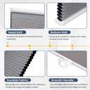 SUNFREE Cellular Shades Blackout Blinds Cordless Honeycomb Window Shades for Bedroom, Blinds for Window and Door, Home and Office, Grey, 34" W x 64" H