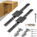 Pisman Pocket Door Slides 14 inch 2 PCS and Hardwares for Inset and Cabinet Door, Disappearing and Hidden The Slides and The Hinges