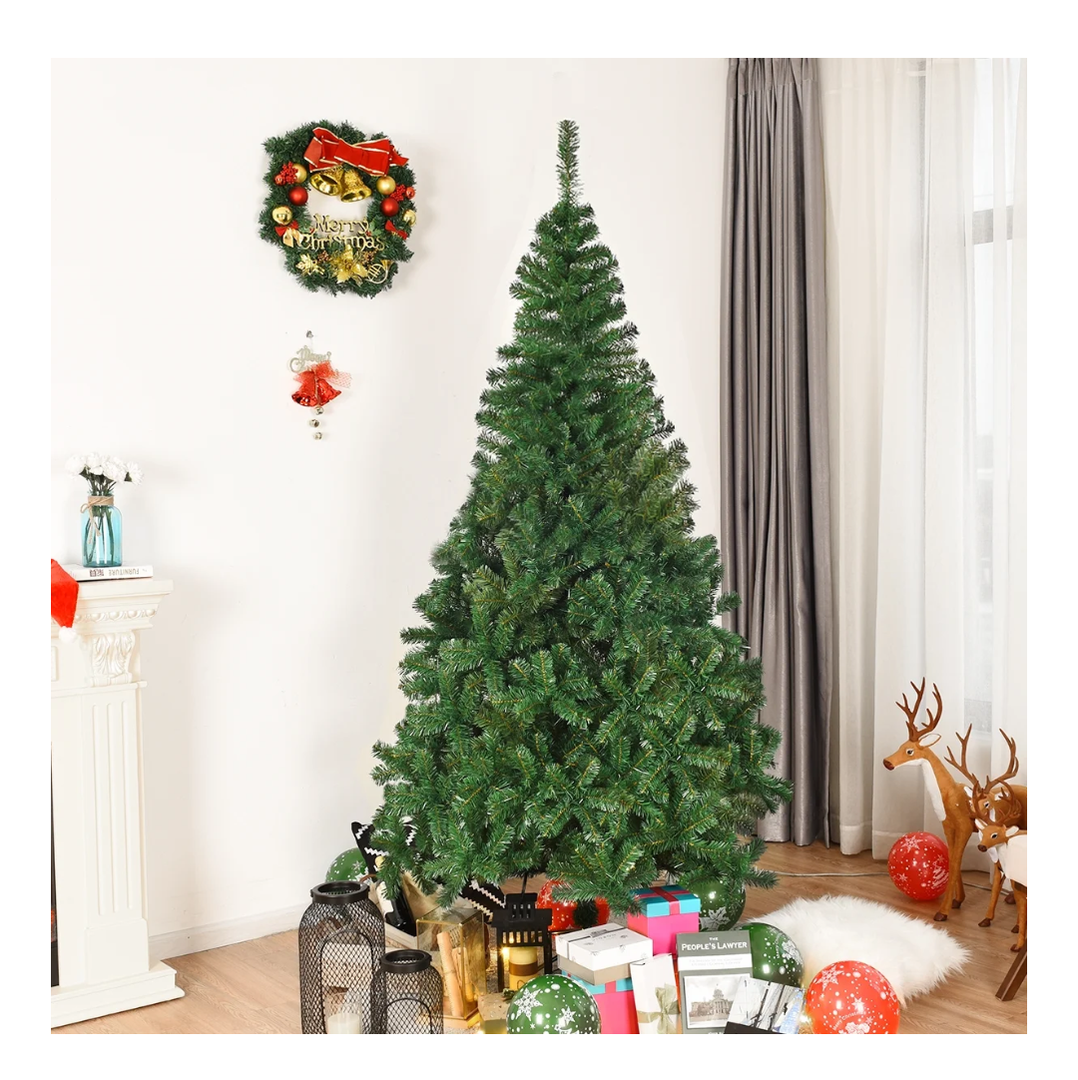 7Ft Artificial PVC Christmas Tree Stand Indoor Outdoor Green