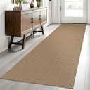 EARTHALL Woven Runner Rug 2.6x8 Ft Washable Runners for Hallways Wide Non Slip Rubber Backed Kitchen Runner Braided Indoor Floor Carpet for Entryway Hallway Kitchen Bedroom, Orange/Tan/Brown