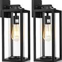 FILIYANO 20inch Large Outdoor Wall Lights - 2 Packs Modern Black Exterior Light Fixture with Clear Glass Shade, Waterproof Porch Lighting for House, Farmhouse Sconces Lantern for Front Door, Garage