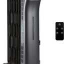 Amazon Basics Portable Oil Space Heater with Remote Control, 7 Oil-Filled Fins, Adjustable Thermostat, 3 Heat Settings, Tip-Over and Overheat Protection, ETL Safety Certificate, 1500W, Black