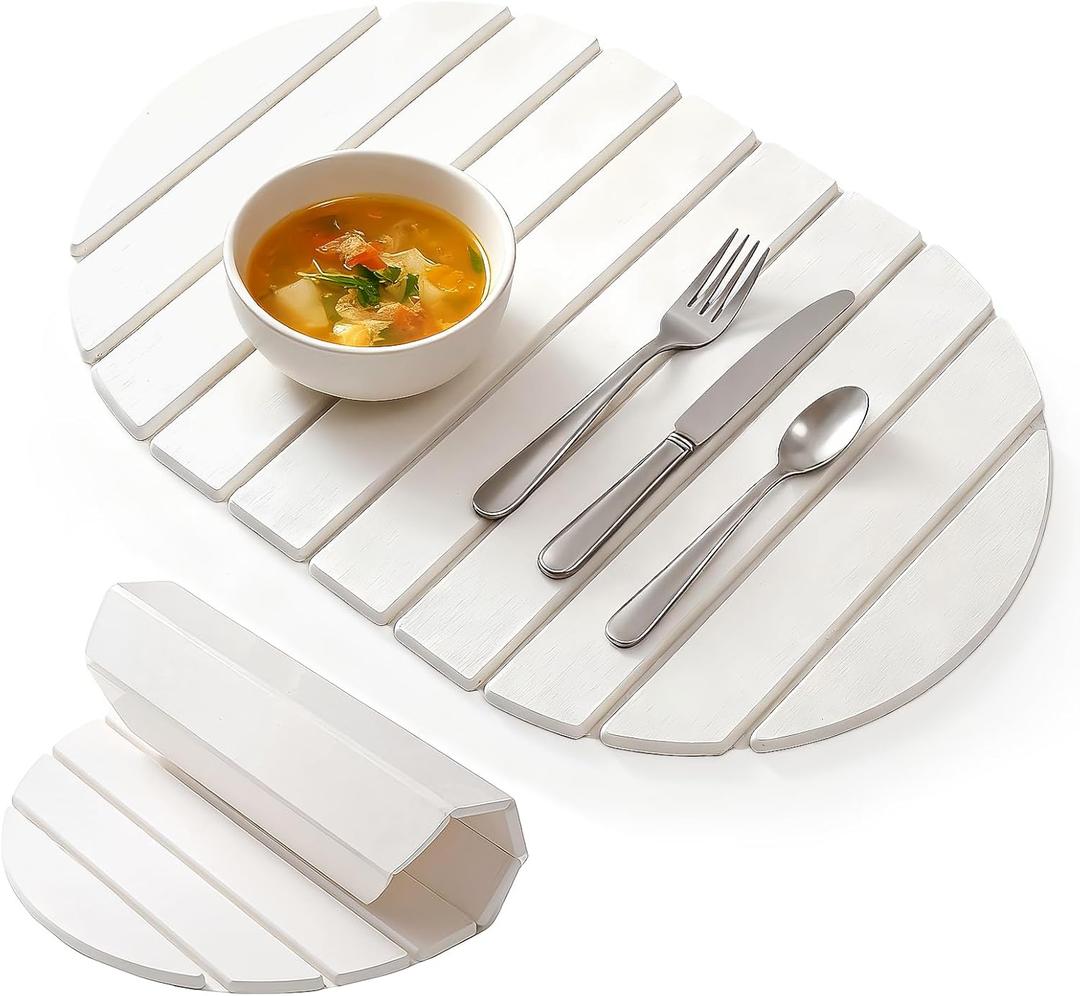 Stone Drying Mat for Kitchen Counter, Eco-Friendly Absorbent Foldable Diatomaceous Earth Mats, Drying Stone for Kitchen Counter for Any Countertop, 23"15.3" (White-oval)