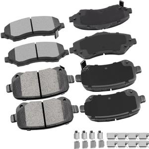 cciyu D1327 D1326 Front & Rear Ceramic Brake Pads 2008-2012 For Chrysler Town & Country,2008-2012 For Dodge Grand Caravan,2009-2013 For Dodge Journey,2012 For Ram C/V,2009-2012 For Volkswagen Routan