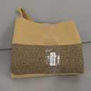 95L Striped Laundry Hamper with Leather Handles,Large Foldable Laundry Basket for Clothes,Cotton Rope Storage Bin for Blankets,Woven Clothes Basket for Bedroom,Dark Brown Stripes (95L/25.1Gal)