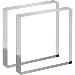 CiaoHER 1in Thickness 5in Square Acrylic Cube Display Block Clear Polished Pedestal Stand Riser Solid Base 5" x 5" x 1", 2 Pack