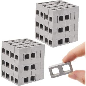 Deekin 100 Pcs Mini Cinder Blocks 1/12 Scale Mini Bricks Miniature Building Blocks for Dollhouse Accessories DIY Construction Toys Supplies