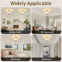 Semi Flush Mount Ceiling Light, Gold Vintage Light fixtures with Floral Clear Glass Shade, Modern Close-to-Ceiling Lighting for Bedroom Kitchen Living Room Hallway