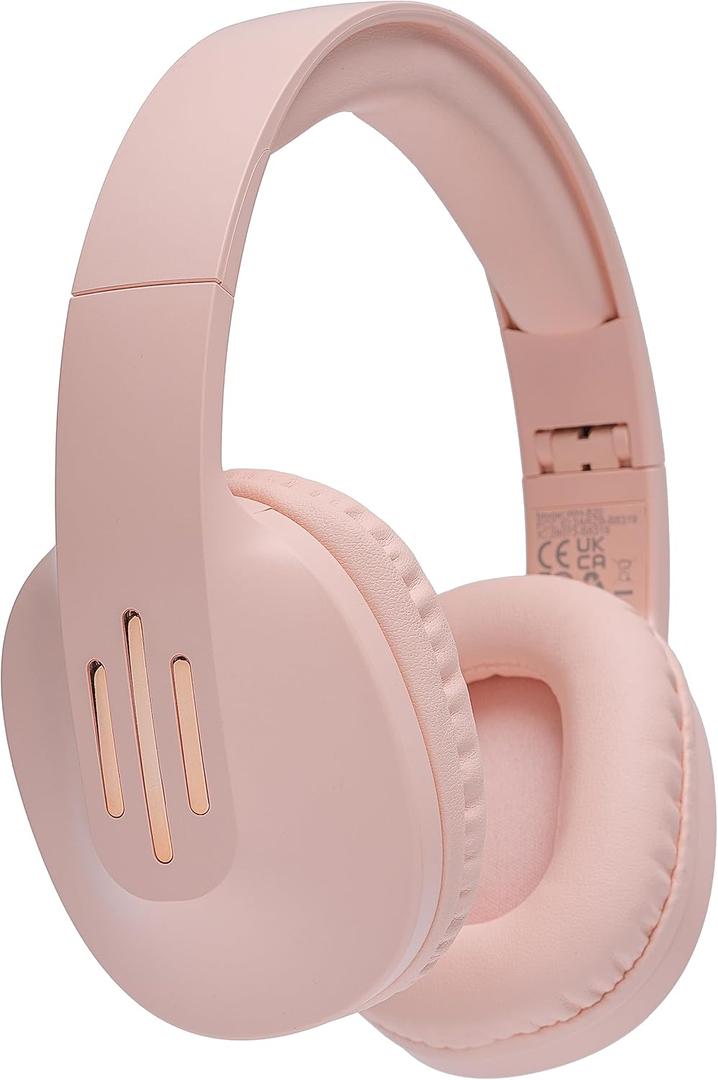 ZIHNIC Bluetooth Headphones Over Ear, 5 EQ Modes Wireless Headphones, Foldable Lightweight Headset with Deep Bass, HiFi Stereo, Microphone for Online Class,Office,PC,Phone(Pink)