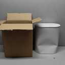Anzoymx Stainless Steel Bathroom Trash Cans 1.8 Gallons Small Garbage Can with Pop up Lid, Dog Proof Narrow Wastebasket, Slim Waterproof Litter Trash Bins Set for Bedroom, Toilet, Office (White)