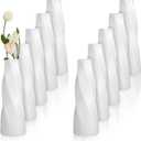 10 Pack Small Plastic Vases for Flowers, White Vases for Centerpieces - Composite PP Material Unbreakable Floral Arrangement Containers for Wedding Party Home Decor (8 x 2.9 Inches)
