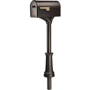 Architectural Mailboxes Roxbury Weather-Resistant Steel Metal Mailbox for outside with Post, Rubbed Bronze, Medium Curbside Mailbox with Magnetic Latch, USPS Approved for Residential Delivery