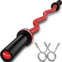 GUQUAN Olympic EZ Curl Barbell Bar, 400LBS Weight Capacity Olympic Curl Bar, 4ft Barbell Weight Bar with Knurled Grip for 2 Inch Weight Plates, Hip Thrusts,Squat,Biceps-Home Gym Weight Bar (Red)