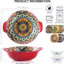 Henten Home Ceramic Soup Bowls Set, 14 oz Cereal Bowl Set of 6, Small Dessert Bowls with Handle, Boho Serving Bowls Set for Kitchen, Snack, Salad, Microwave & Dishwasher Safe