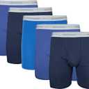 Gildan Men's Underwear Boxer Briefs, Multipack, Navy/ Metro Blue/ Antique Royal (5-Pack), Large