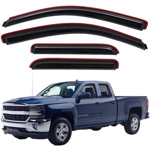 Lightronic Extra Durable In-Channel Window Visor, Fits 2014-2018 Chevrolet Silverado & GMC Sierra 1500; 2015-2019 Silverado/Sierra 2500 HD, 3500 HD; 2019 Silv./Sierra Limited, Double Cab, Smoke, 4-Pcs