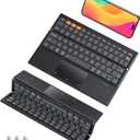 MEETION Foldable Bluetooth Keyboard with Touchpad, Tri-Folding Compact Box Portable Keyboard, Rechargeable Wireless Travel Keyboards with Trackpad for iPad Smartphone Laptop PC Windows iOS Mac Android