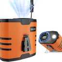Portable 4 in1 Waist/Neck/Desk Fan with light and LED Display,10-Speed ​​16000RPM, 40H Runtime Cooling Personal Waist Belt Fan Clip on, Hands-Free Hanging Neck Fan for Outdoors, Hiking, Jobsite (Orange)