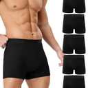 YESWEL Incontinence Underwear for Men, 150ML Absorbency Washable Reusable Cotton Heavy Flow Bladder Leak Proof Boxer Briefs (Black, Large)