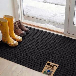 GORILLA GRIP® HydroABSORB Door Mat for Indoor Outdoor Use, 47x35 Black