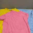 3 Pack Girls Short Sleeve T Shirts Kids Loose Fit Crew Neck Tops Rolled Cuff Summer Basic Casual Blouse (11-12 Years, Sky Blue, Yellow, Peach Pink)