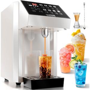 WantJoin Fructose Dispenser - 8L Automatic Syrup Dispenser Machine with Drip Tray and Measuring Cup Mixing Stick for Commercial Bubble Tea, Coffee, Juice Shops, Stainless Steel, White