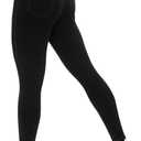 VOOVEEYA Curvy Womens Leggings, High Waisted Yoga Pants with Back Pockets, Tummy Control - Buttery Soft - Stretchy (Large, Solid Black)