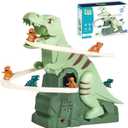 Dinosaur Chasing Race Track, Dinosaur Climbing Slide Music Toy with Music and Light, Electric Dinosaur Climbing Slide Music Toy Chasing Race, Electric Race Track Game Fun Track Slide