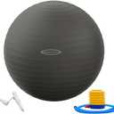 Fitvids Anti-Burst Slip Resistant Exercise Ball with Quick Pump – 2 – 31-34in (78-85cm), XXL – Gray