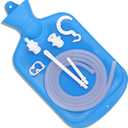 Enema Bag Kit with 5ft Hose Coffee Enemas at Home Water Shower Douche Colon Detox Cleanse Kit with Tubing, Tips, Clamp and Hook (Blue, 2 L)