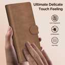 Oududianzi Leather Wallet Case for Samsung Galaxy Z Fold 7, PU Leather Flip Cover with Card Slots, Wrist Strap & Kickstand, Protective Phone Case, Dark Brown